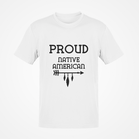 Camiseta orgullosa de nativo americano (texto negro)