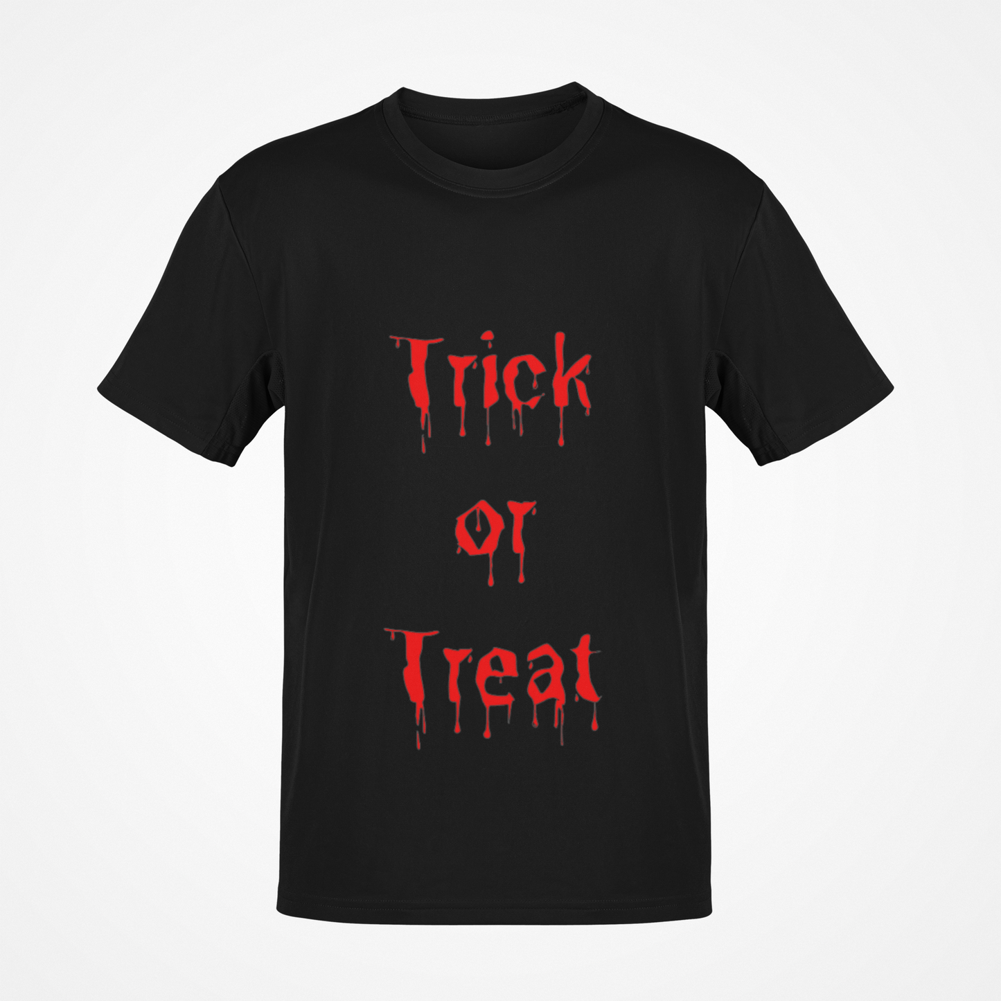 Trick or Treat camiseta con texto rojo