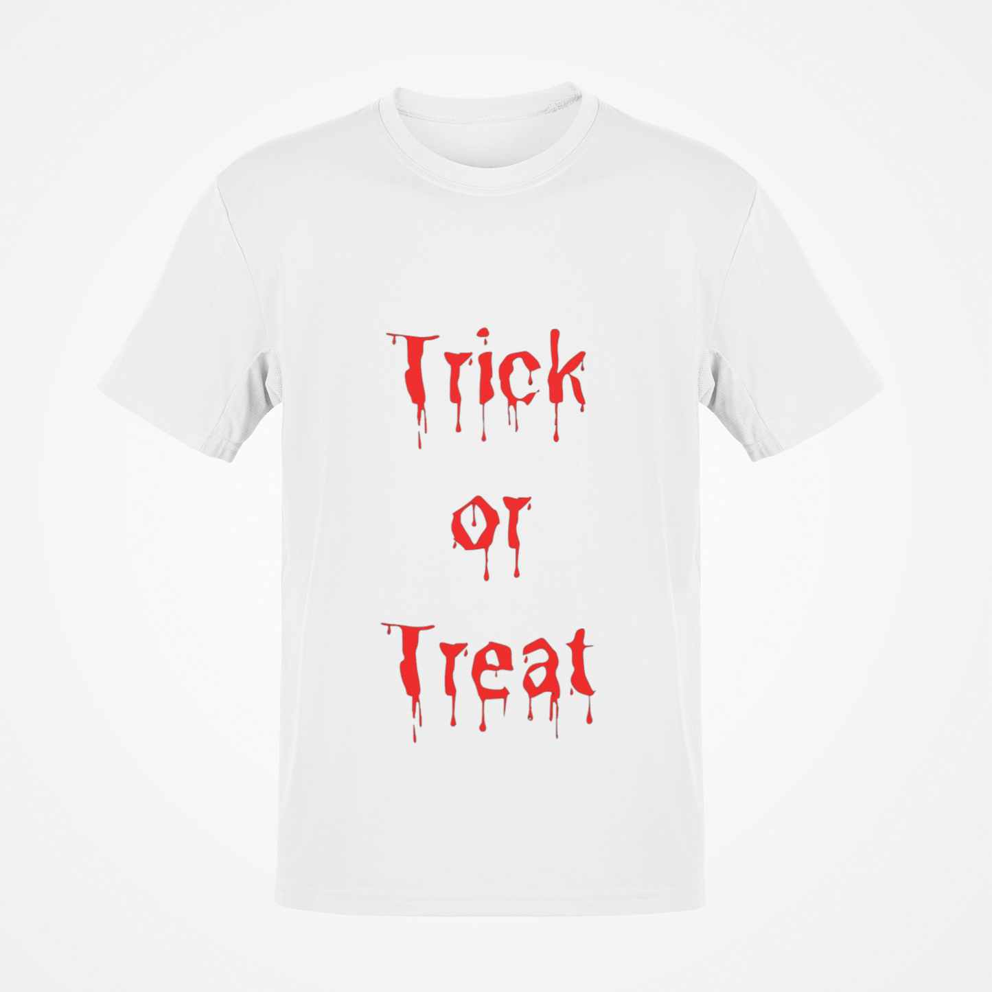 Trick or Treat camiseta con texto rojo