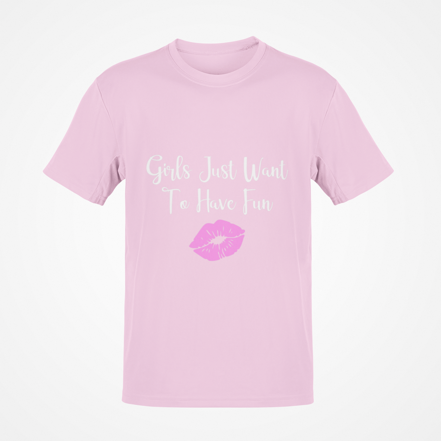 Girls Just Want To Have Fun (White Text) Kiss T-Shirt