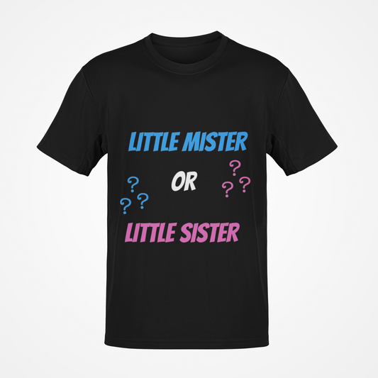 Camiseta Little Mister Or Little Sister (texto en blanco)